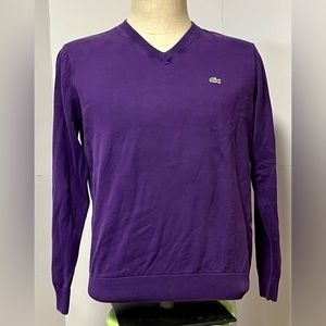 LACOSTE Men’s Purple V-neck Sweater Size: 5